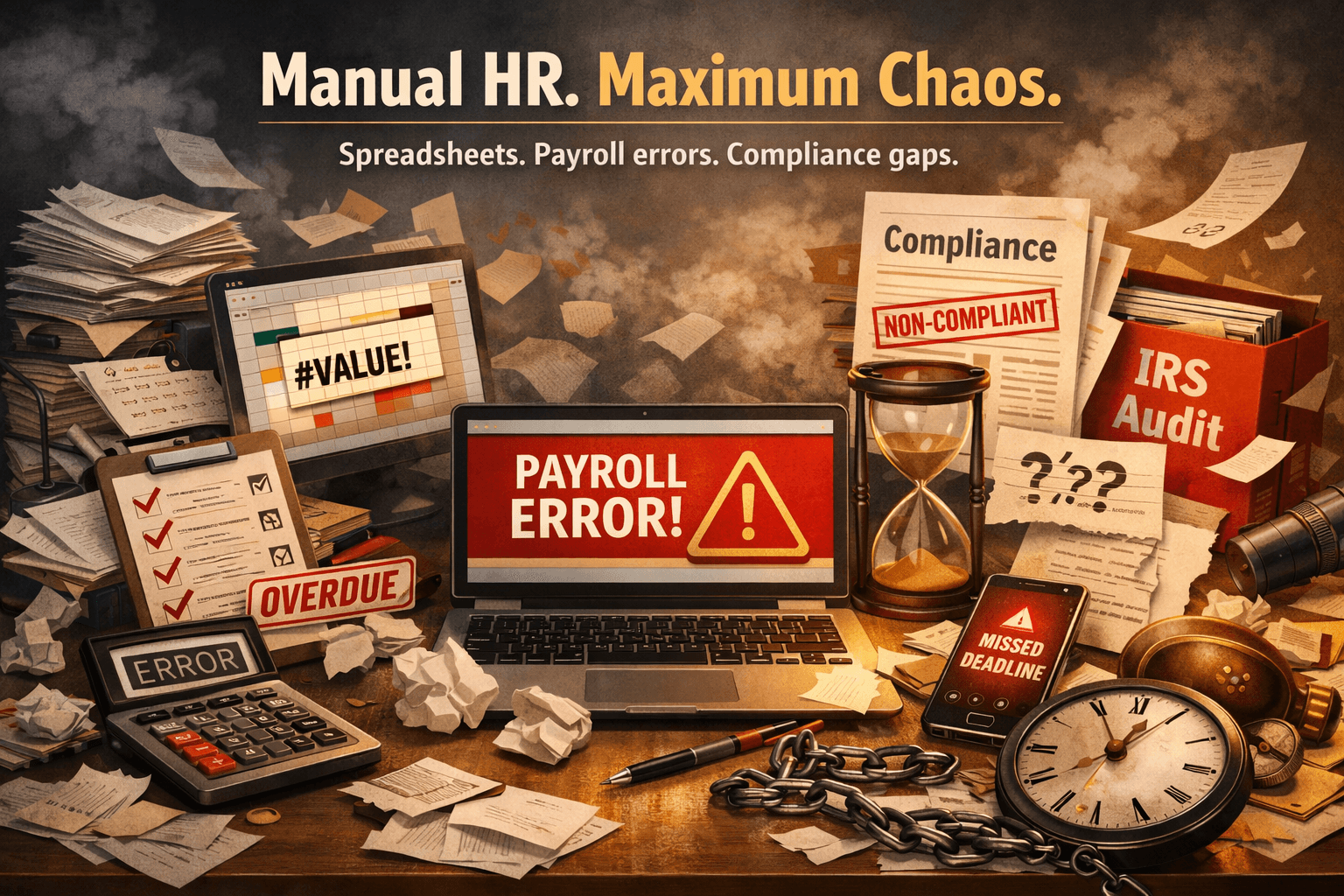 manual-hr-maximum-chaos-with-payroll-error-compliance-gaps-overdue-tasks-and-messy-paperwork