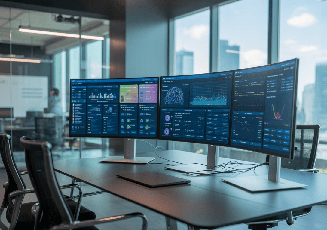 modern-office-workspace-with-triple-monitor-setup-displaying-data-analytics-dashboards-charts-and-ai-visualizations-in-professional-tech-environment